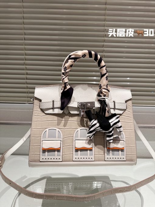 H Birkin30cm SellierFaubourg size: 30 cm white