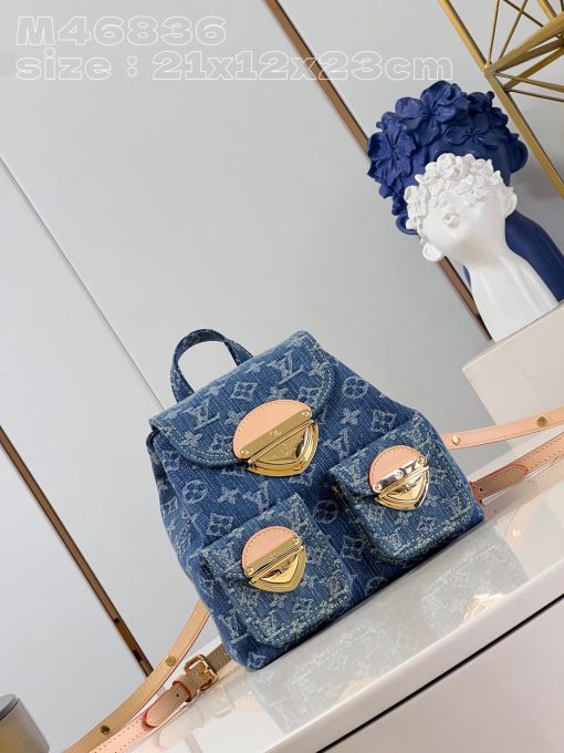 Louis Monogram Denim backpack bag size : 21-12-23 cm Default Title