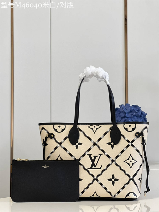 Louis Neverfull MM Monogram Empriente Cream/Black size:31*28*14 cm black