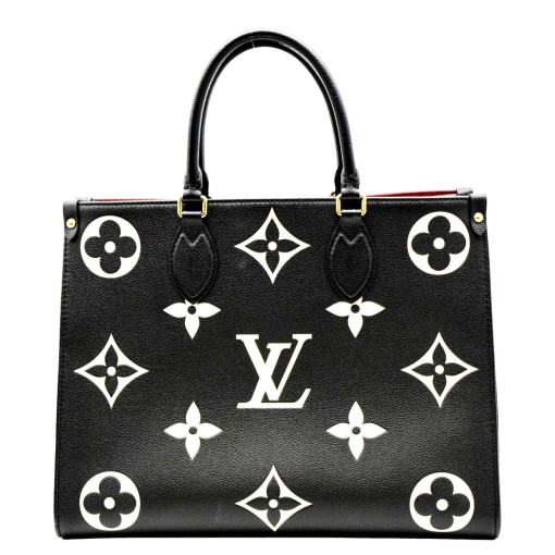 LOUIS Onthego GM Giant Monogram Leather Tote Bag Black/white size: 41 cm Default Title
