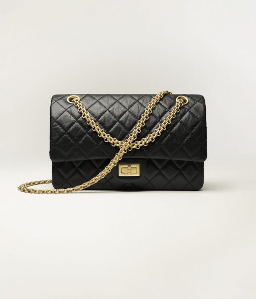 CHANEL 2.55 Flap Chain Medium Shoulder Bag Black