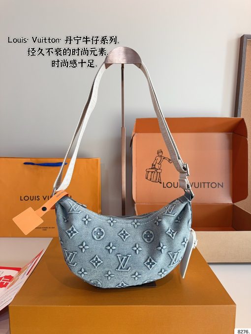 Louis new arrival denim moon bag size:23*7*14cm Default Title